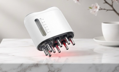 LUMERA applicatore per cuoio capelluto su lavabo in marmo